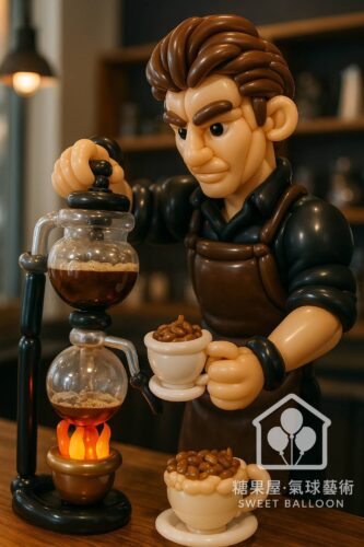 男生造型咖啡師氣球公仔